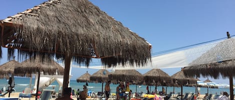 Sun-loungers, beach towels