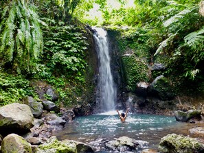 Utendørsbasseng og solsenger