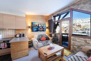 TV, DVD player, books, video library