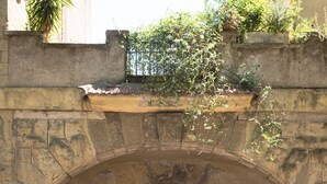 An arched stone entrance with a metal gate, leading to a pathway. - Holiday home "Vatican 2 steps" (Roma)