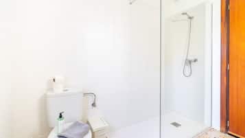 Bathtub, hair dryer, bidet, towels