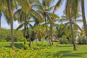 Property grounds - Apartment with swimming pool and private beach, with a separate bedroom (Saint-François)