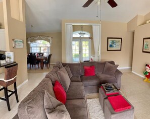 Smart TV, DVD player, books, music library
