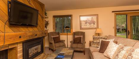 TV, fireplace, DVD player