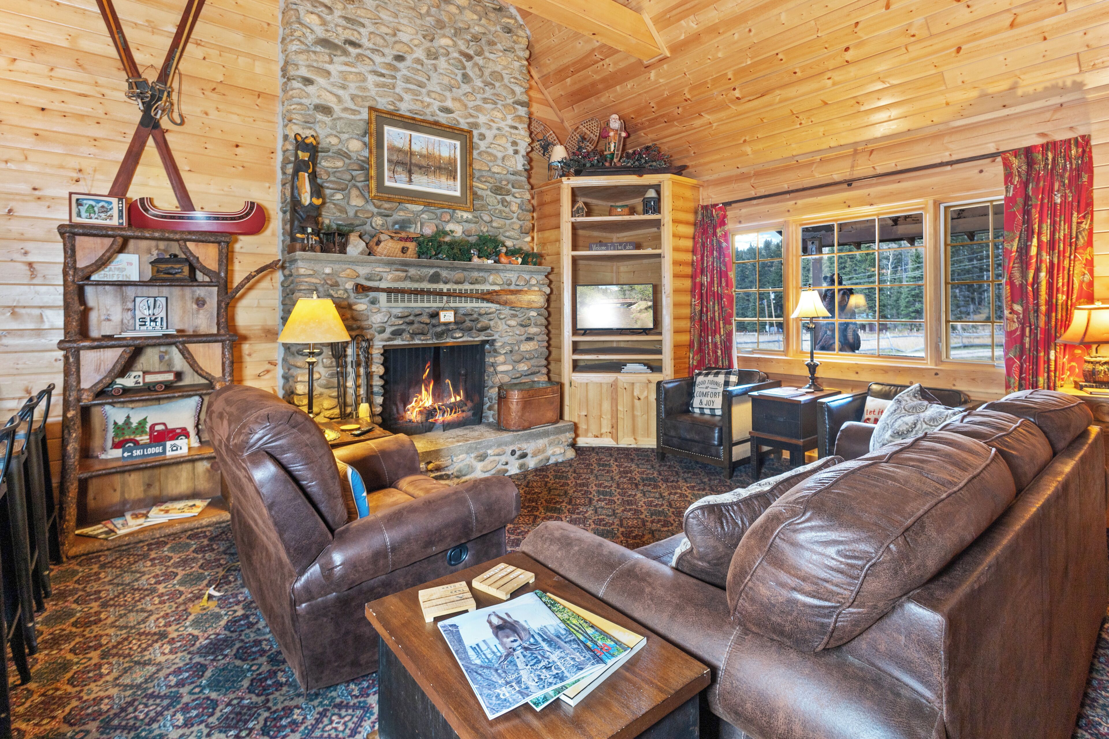 تلفزيون، مدفأة، كُتُب