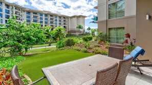 Outdoor dining - Hokulani 108 at Honua Kai ~ Upgraded Ground Floor with Lawn & Easy Beach Access (Kaanapali)