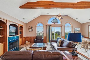 TV, fireplace, DVD player, stereo