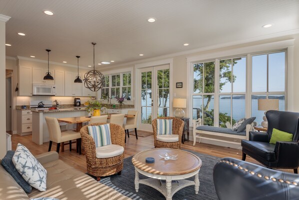 Televisión, chimenea, reproductor de DVD y libros 