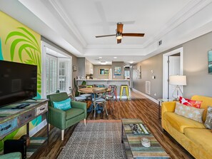 Living Area - Queen Sleeper Sofa, Balcony Access, TV