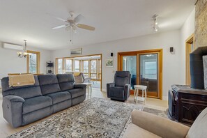 TV, fireplace, DVD player, table football