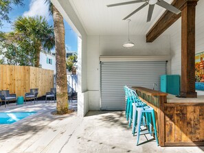 Terrace/patio - High Tide | Pet Friendly, Pool + Spa, Steps to Beach (Tybee Island)