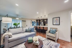 Fireplace, video games, DVD player, books