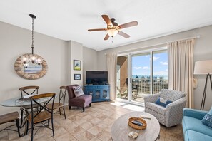 Flat-screen TV, DVD player