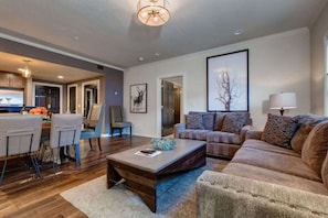 TV, fireplace, offices