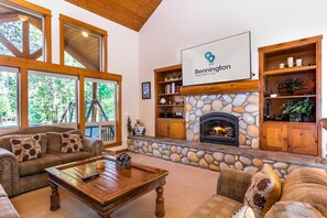 TV, fireplace, video games, DVD player