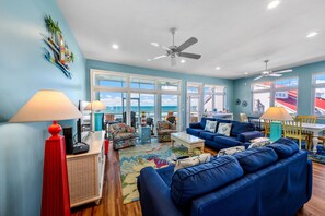 TV, DVD player - Just Coastin: Beachfront Home on the North Cape- Pet Friendly! (Cape San Blas)