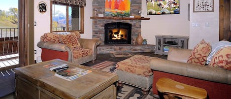 TV, fireplace, DVD player, offices