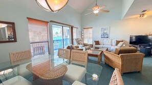 TV, DVD player - Great Waterfront Escape: Condo w/ Canal & Pool View & Boat Slip (Corpus Christi)