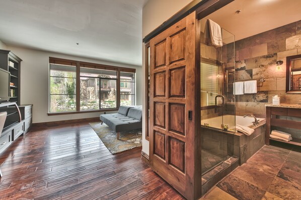 Bathtub, hair dryer, towels