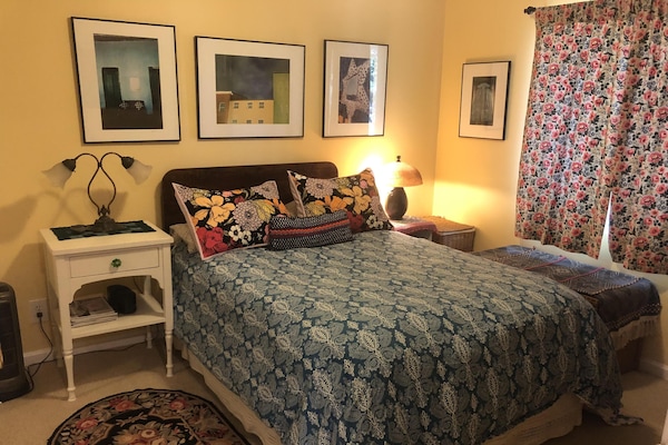 Quiet bedroom overlooking the backyard.