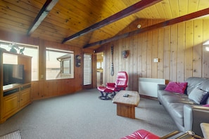 Télévision, lecteur de DVD, livres, médiathèque