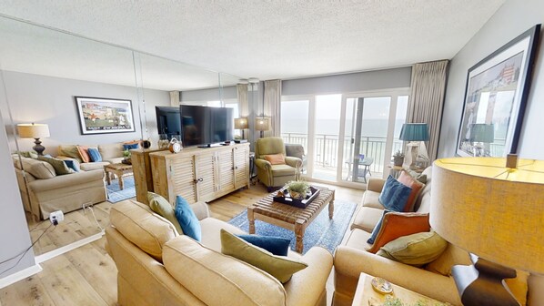 Flat-screen TV, DVD player