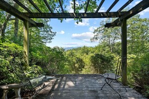 Terrace/patio - Scenic Site A-Frame Mountain Views near Brevard, Fire pit, Pets OK, free Biltmore Pass (Pisgah Forest)