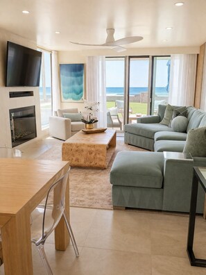 TV, fireplace, DVD player, foosball