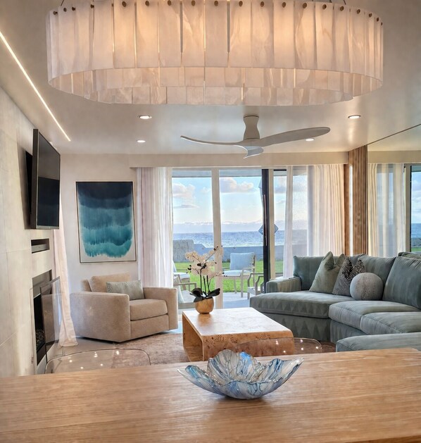 TV, fireplace, DVD player, foosball