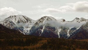A mountain landscape with snow-capped peaks and a forested valley. - Rustic & Spacious Log Cabin w/Private Hot Tub, Amazing Views, 4 Miles to Ski (Durango)