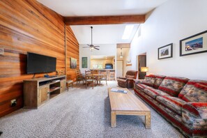 Télévision, cheminée, livres