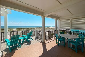 Outdoor dining - Summer Lovin' by GSVR | Stunning Beachfront Escape w/ Splash Pool & Fireplace + FREE Activities/Golf (Gulf Shores)