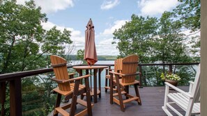 Outdoor dining - All Decked Out: Beautiful Chalet-style Seneca Lake Home! (Burdett)