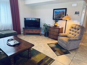 Flat-screen TV, DVD player