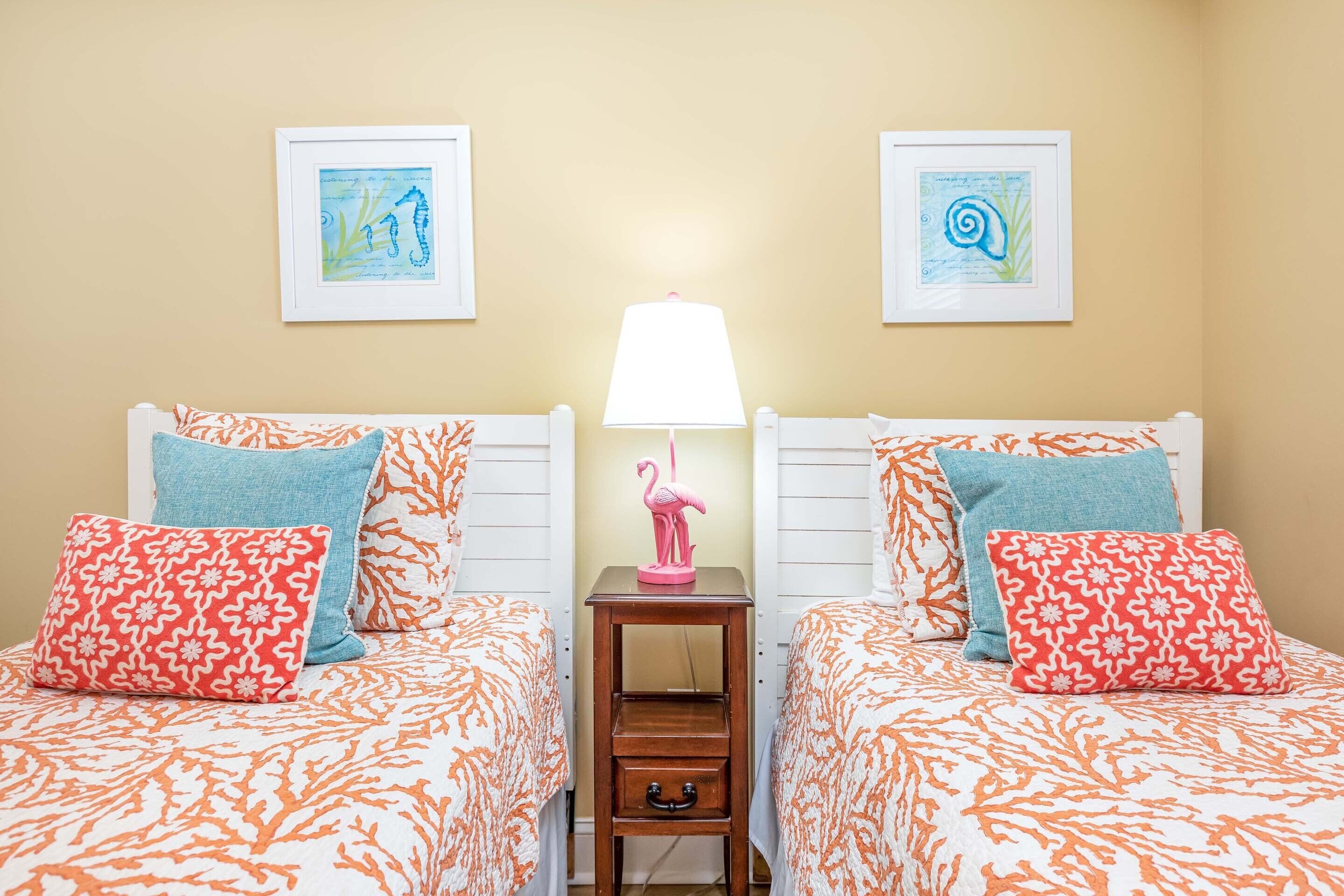 Guest Bedroom 2 with 2 Twin Beds and TV