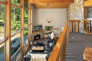 TV, fireplace, video games, DVD player