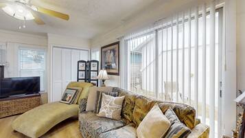 TV, DVD player, stereo