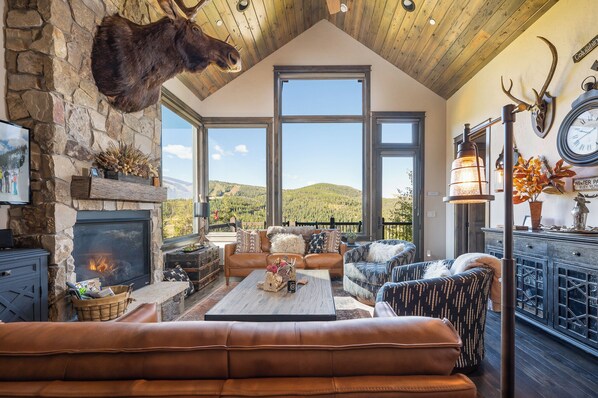 Smart TV, chimenea, reproductor de DVD