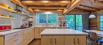 Mountain Cove | Hot Tub Log Cabin for Groups Near Black Mtn + Biltmore Pass