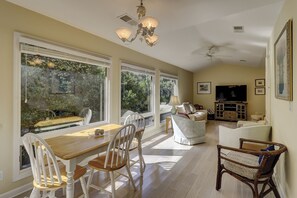 TV, DVD player, books