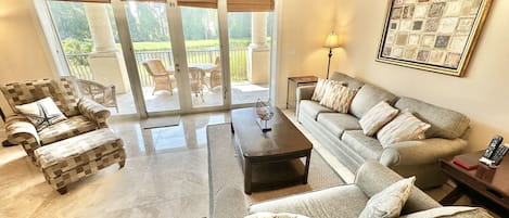 Flat-screen TV, DVD player