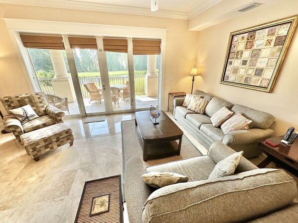 Flat-screen TV, DVD player