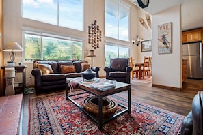 Smart TV, fireplace, stereo