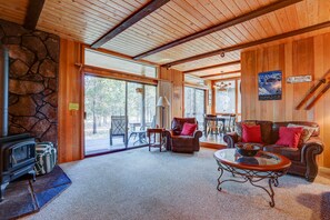 TV, fireplace, video games, DVD player