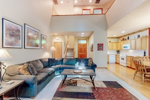TV, fireplace, DVD player, books