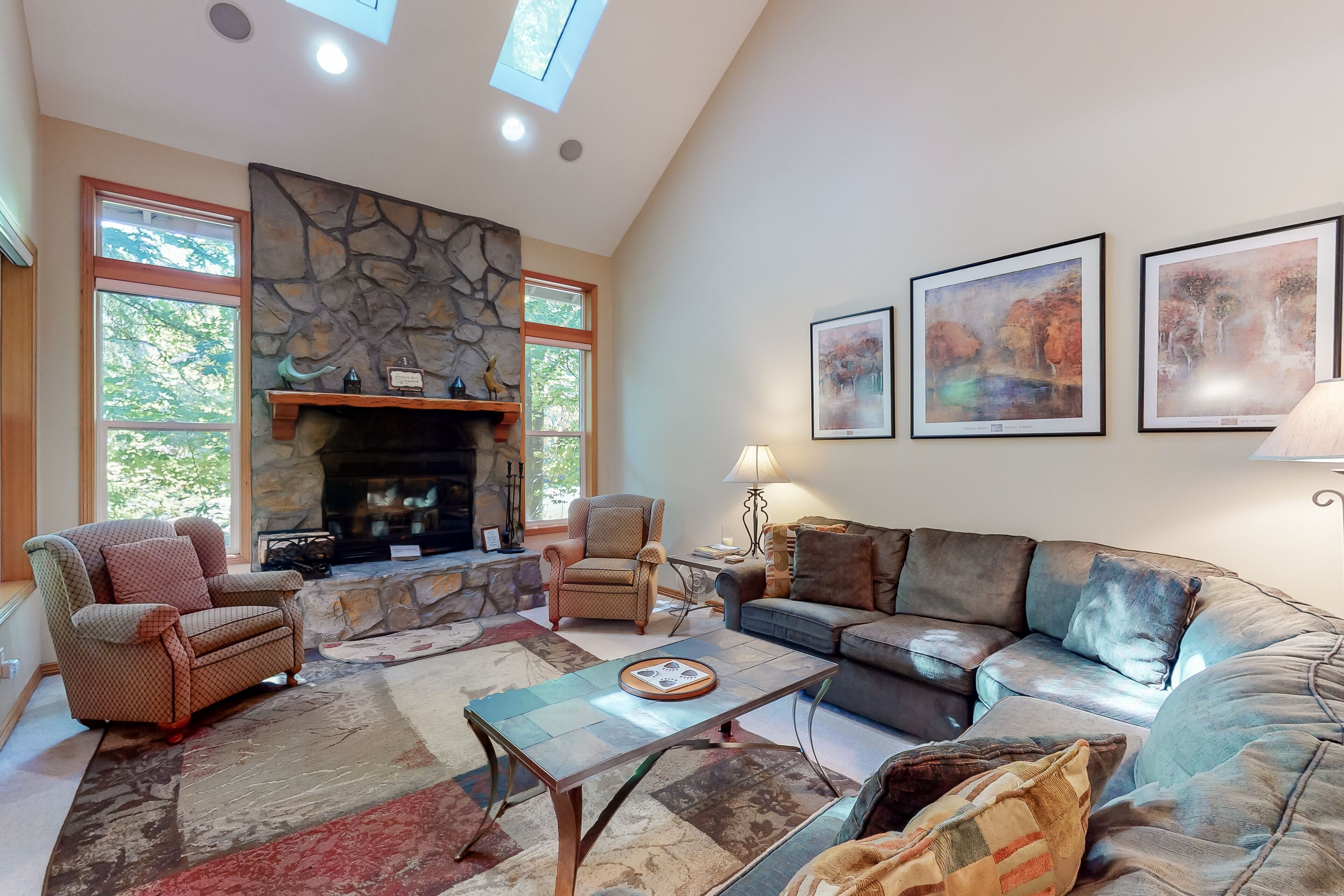 Téléviseur, foyer, lecteur de DVD, livres