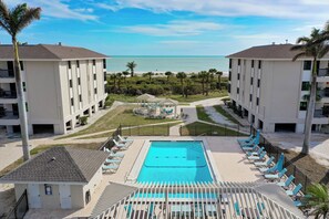 A heated pool - Sanddollar #A202 is a 3/2 beachfront Vacation Rental on Sanibel Island (Sanibel)