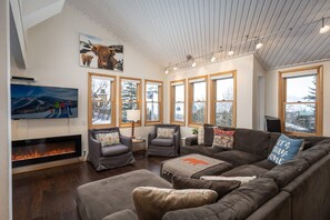 TV, fireplace, DVD player, table football - Gondola House | Watch the Gondola From the Hot Tub! | Separate Carriage House (Steamboat Springs)