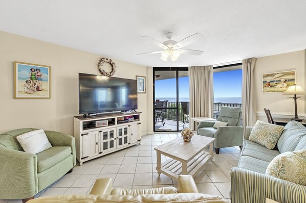 Flat-screen TV, DVD player