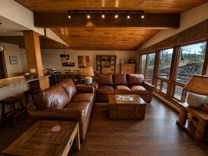 TV, fireplace, DVD player, books